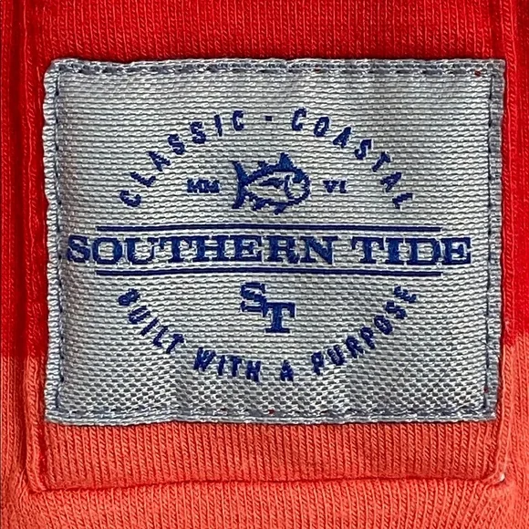 Southern Tide Striped Skiptide Pullover Fire Red Elbow Pads Rugby Size Large - Picture 7 of 15